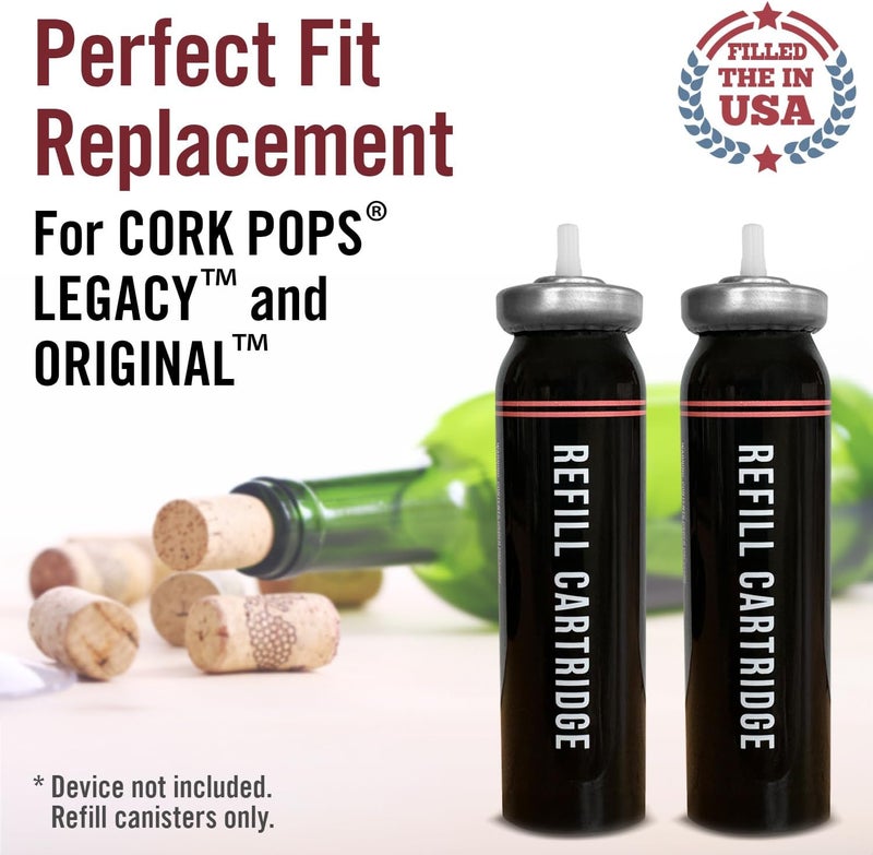 Berkland [2 Pack] Refill for CORK POPS® Wine Bottle Opener - Non-VOC Cartridges, Filled in The USA - Compatible with LEGACY™, ORIGINAL™ and All Other Models- Environmentally Friendly - No Taste/Smell - Image 2